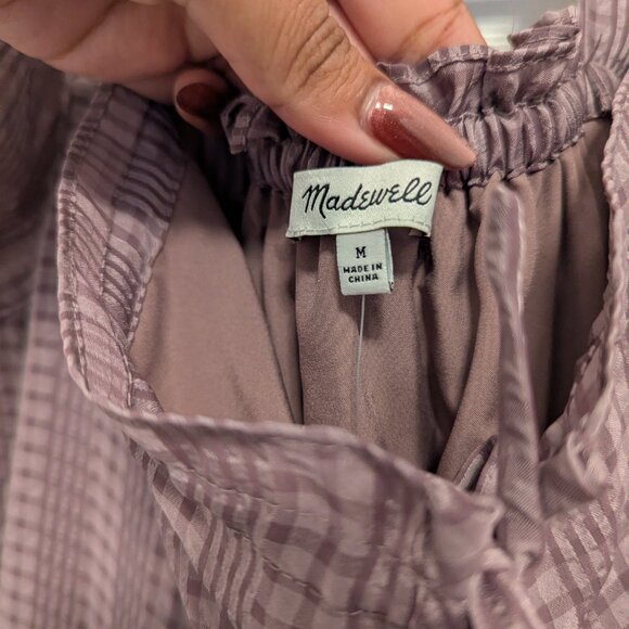 Madewell Square-Neck Tiered Midi Dress in Textured Seersucker - Picture 8 of 9